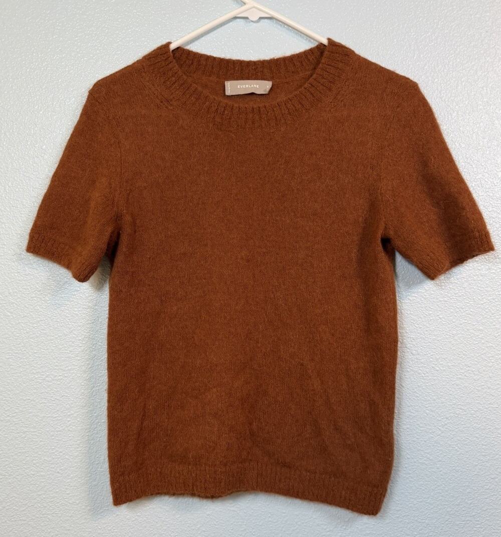 Everlane Alpaca Wool Blend Short Sleeve Sweater Rust Brown Size Small